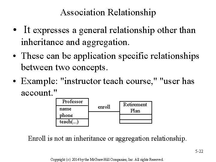 Association Relationship • It expresses a general relationship other than inheritance and aggregation. •