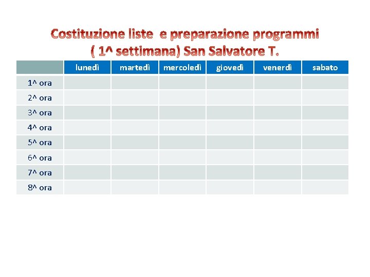 lunedì 1^ ora 2^ ora 3^ ora 4^ ora 5^ ora 6^ ora 7^