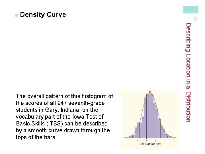 Curve Describing Location in a Distribution The overall pattern of this histogram of the