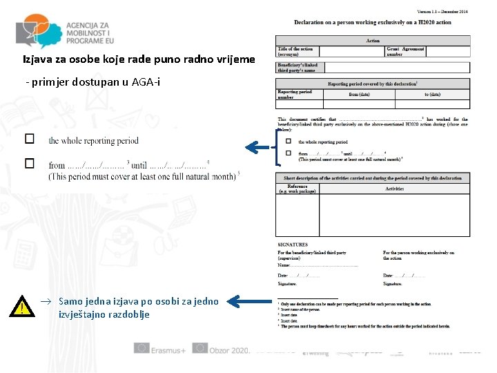 Izjava za osobe koje rade puno radno vrijeme - primjer dostupan u AGA-i !