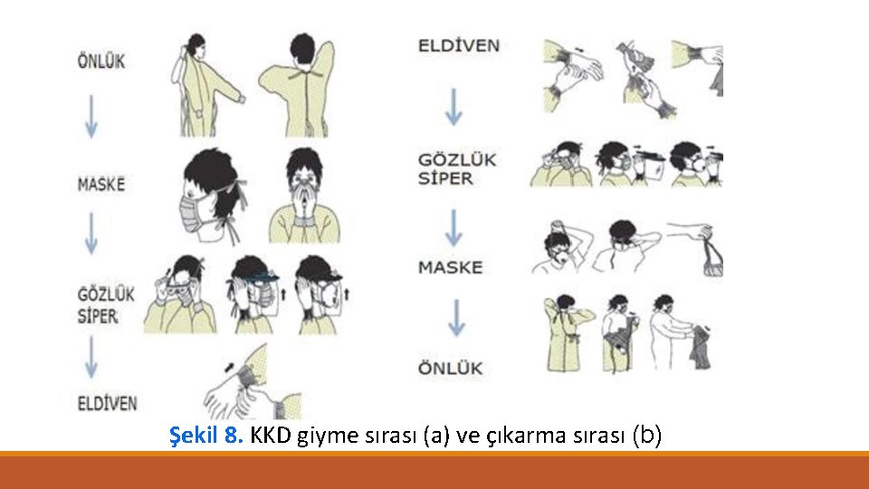 Şekil 8. KKD giyme sırası (a) ve çıkarma sırası (b) 