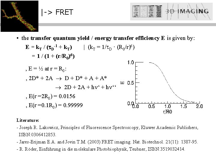 |-> FRET • the transfer quantum yield / energy transfer efficiency E is given