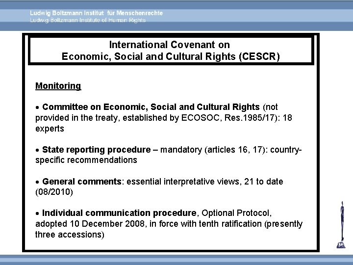 International Covenant on Economic, Social and Cultural Rights (CESCR) Monitoring Committee on Economic, Social