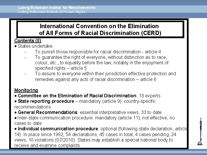 International Convention on the Elimination of All Forms of Racial Discrimination (CERD) Contents (II)