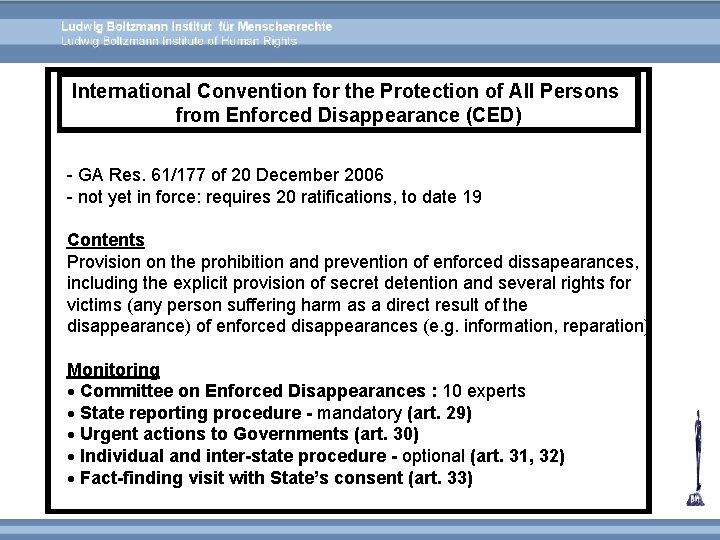 International Convention for the Protection of All Persons from Enforced Disappearance (CED) - GA