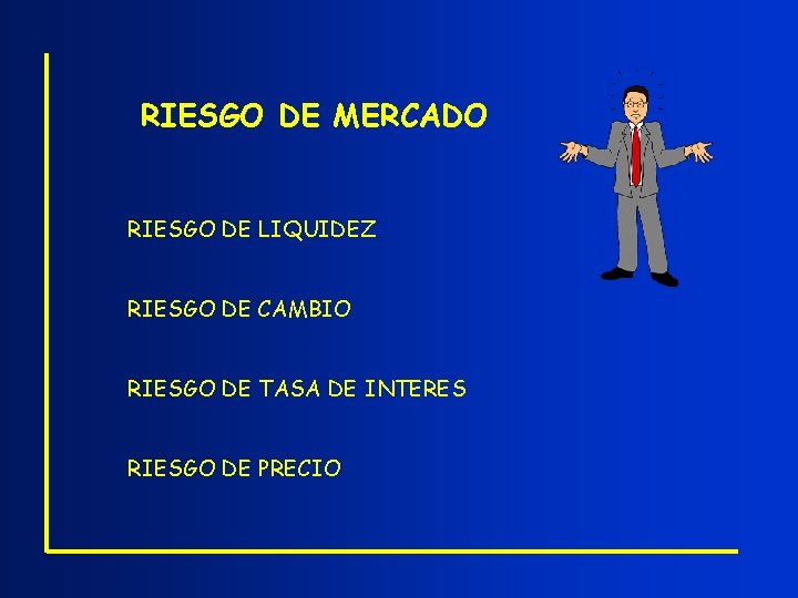 RIESGO DE MERCADO RIESGO DE LIQUIDEZ RIESGO DE CAMBIO RIESGO DE TASA DE INTERES