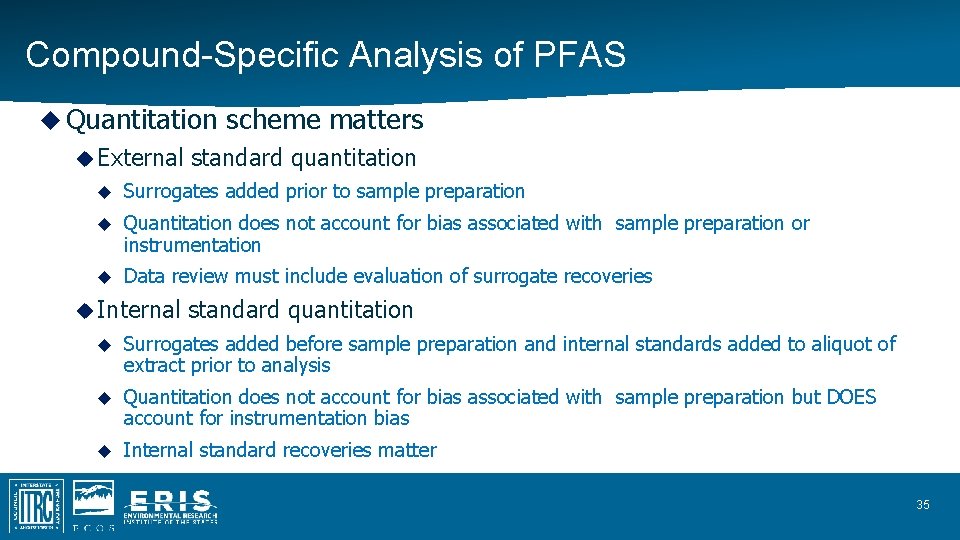 Compound-Specific Analysis of PFAS Quantitation External scheme matters standard quantitation Surrogates added prior to