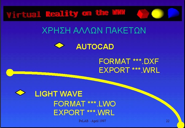 ΧΡΗΣΗ ΑΛΛΩΝ ΠΑΚΕΤΩΝ AUTOCAD FORMAT ***. DXF EXPORT ***. WRL LIGHT WAVE FORMAT ***.