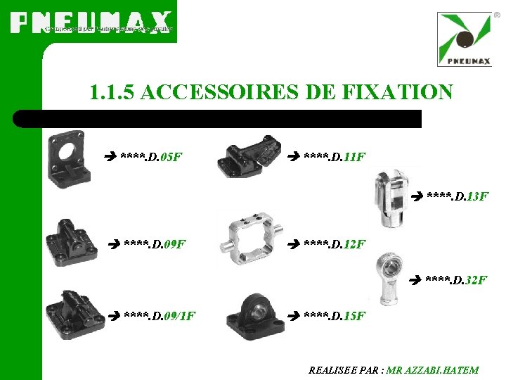 1. 1. 5 ACCESSOIRES DE FIXATION ****. D. 05 F ****. D. 11 F