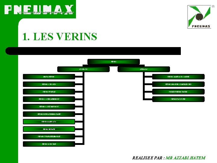 1. LES VERINS STANDARS SPECIALS MICRO-VERINS COMPACTS A GUIDE VERINS A TIRANTS VERINS LINIAIRES