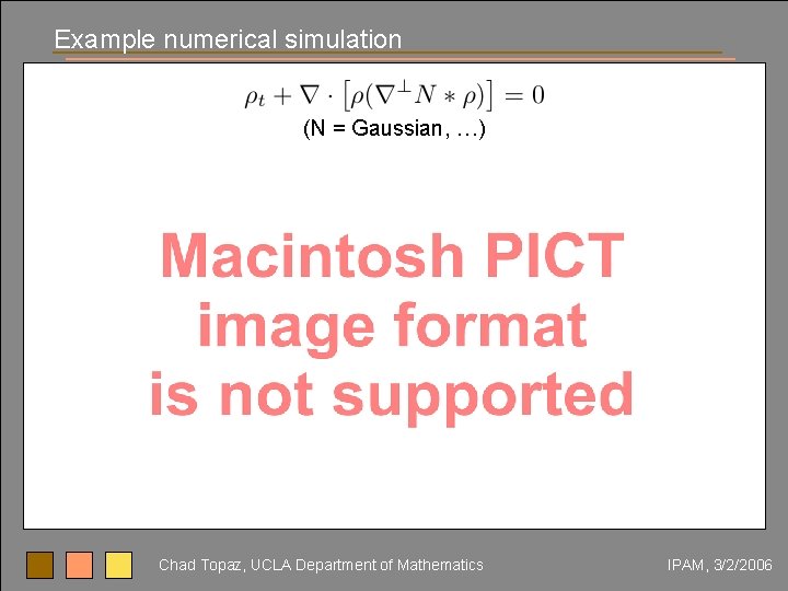 Example numerical simulation (N = Gaussian, …) Chad Topaz, UCLA Department of Mathematics IPAM,