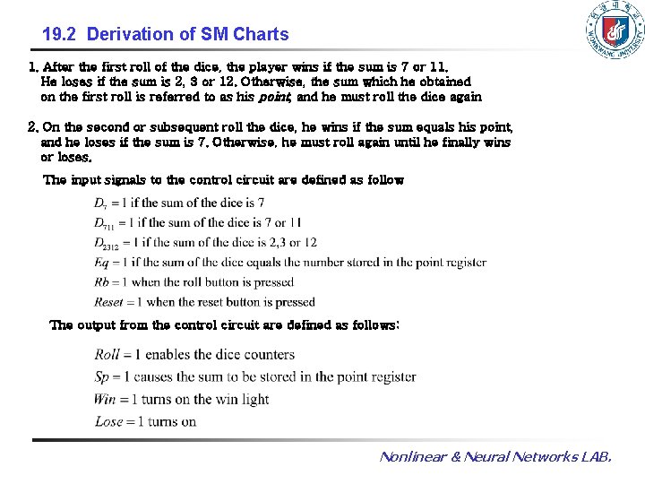 19. 2 Derivation of SM Charts 1. After the first roll of the dice, 19. 2 Derivation of SM Charts 1. After the first roll of the dice,