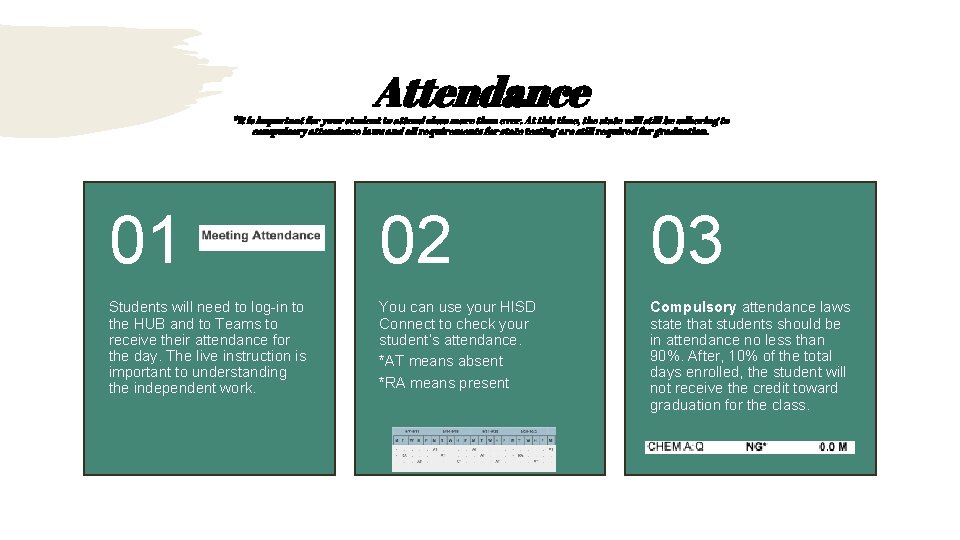 Attendance *It is important for your student to attend class more than ever. At