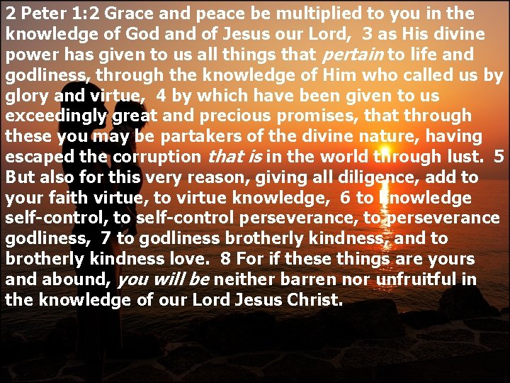 2 Peter 1: 2 Grace and peace be multiplied to you in the knowledge