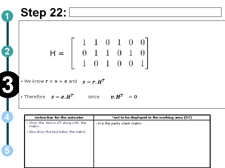 1 Step 22: 2 3 4 H= • We know r = v +