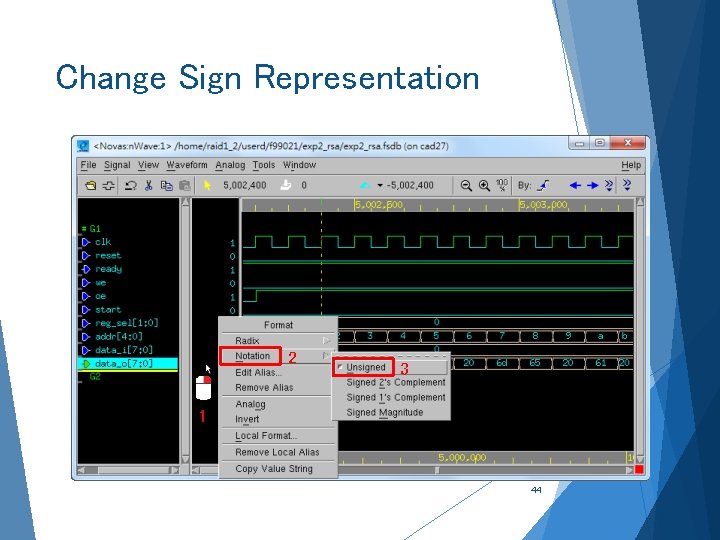 Change Sign Representation 2 3 1 44 