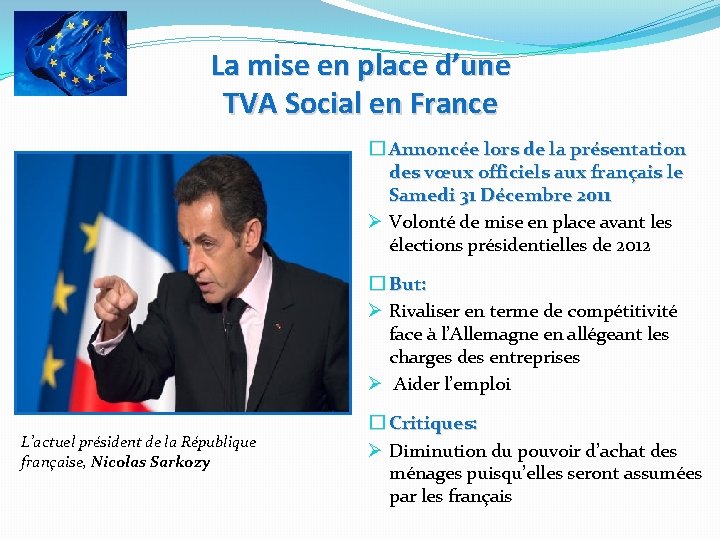 La mise en place d’une TVA Social en France � Annoncée lors de la
