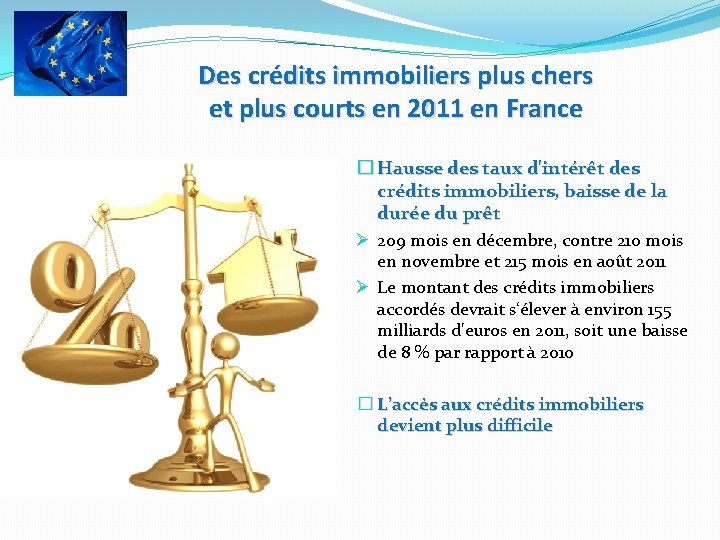 Des crédits immobiliers plus chers et plus courts en 2011 en France � Hausse