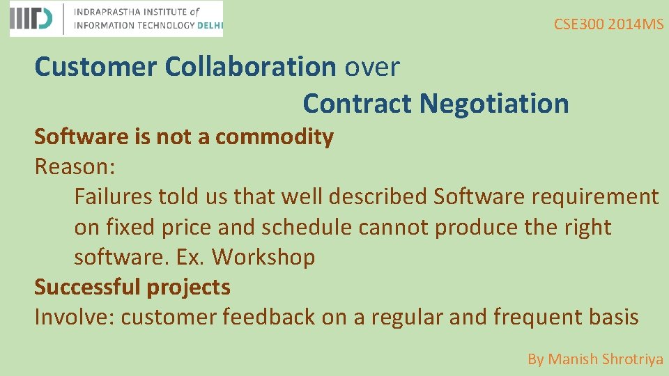 CSE 300 2014 MS Customer Collaboration over Contract Negotiation Software is not a commodity