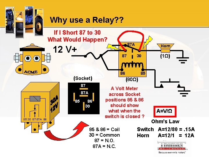 Why use a Relay? ? If I Short 87 to 30 What Would Happen?
