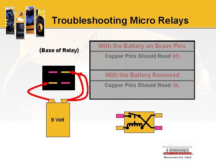 Troubleshooting Micro Relays (Base of Relay) With the Battery on Brass Pins Copper Pins