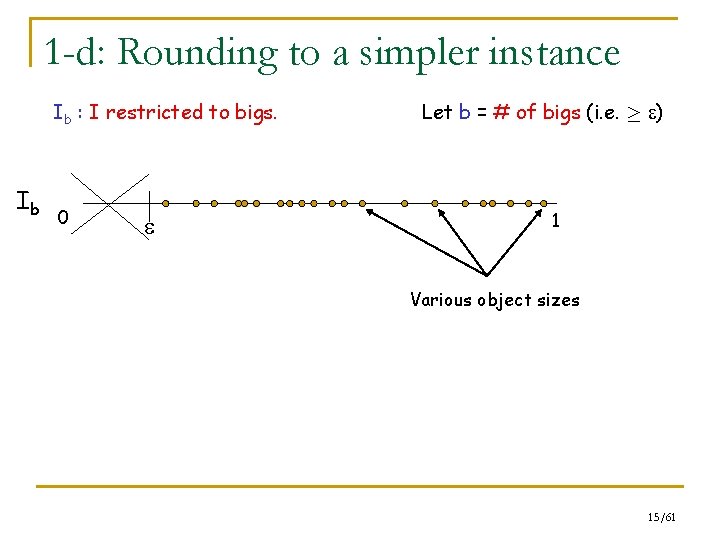 1 -d: Rounding to a simpler instance Ib : I restricted to bigs. Ib