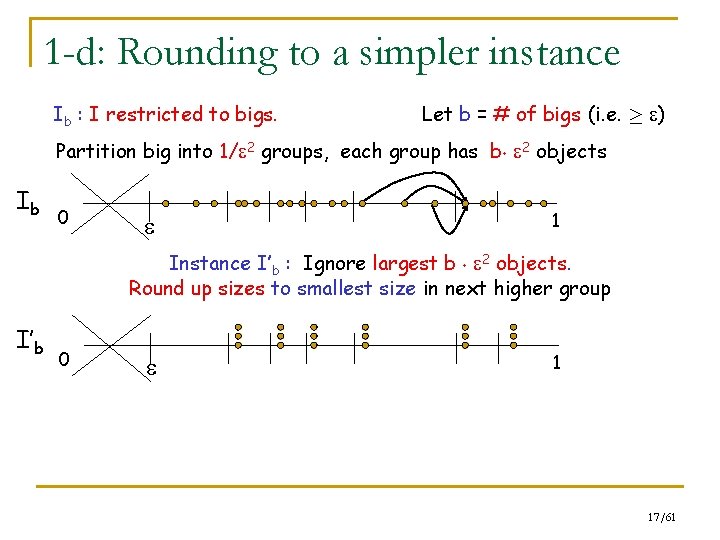 1 -d: Rounding to a simpler instance Ib : I restricted to bigs. Let