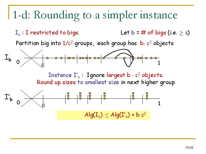 1 -d: Rounding to a simpler instance Ib : I restricted to bigs. Let