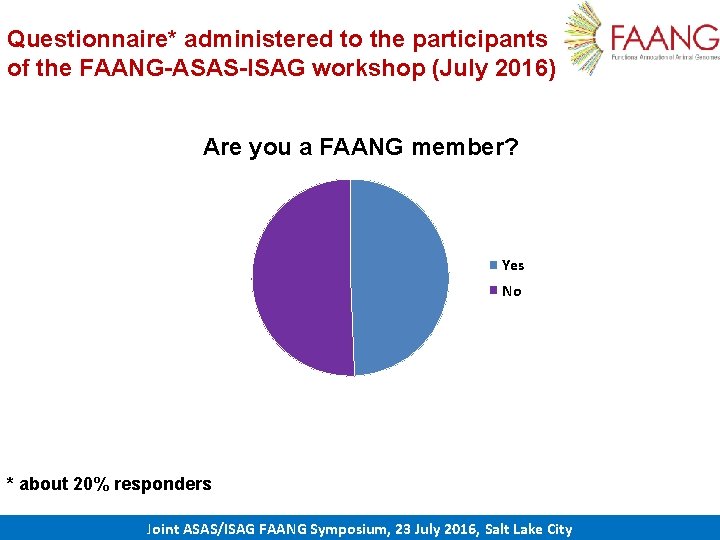 Questionnaire* administered to the participants of the FAANG-ASAS-ISAG workshop (July 2016) Are you a