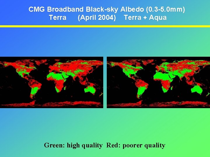 CMG Broadband Black-sky Albedo (0. 3 -5. 0 mm) Terra (April 2004) Terra +