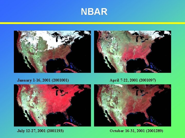 NBAR January 1 -16, 2001 (2001001) April 7 -22, 2001 (2001097) July 12 -27,