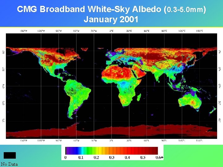 CMG Broadband White-Sky Albedo (0. 3 -5. 0 mm) January 2001 No Data 