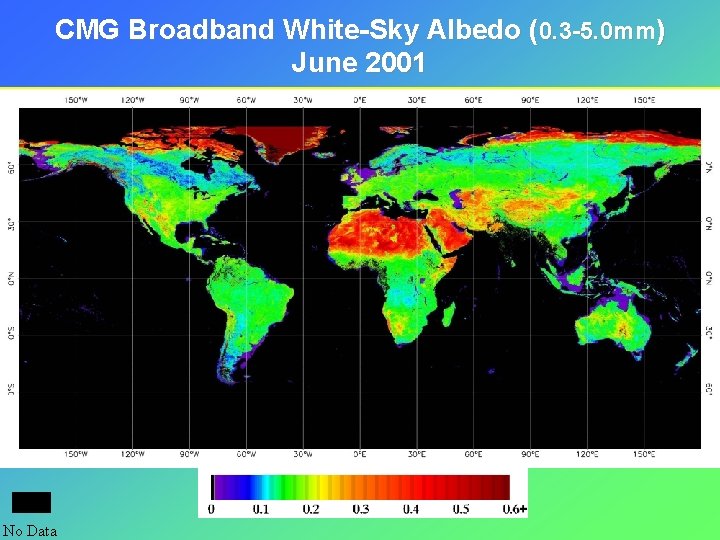 CMG Broadband White-Sky Albedo (0. 3 -5. 0 mm) June 2001 No Data 