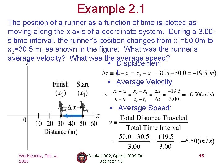 Example 2. 1 The position of a runner as a function of time is