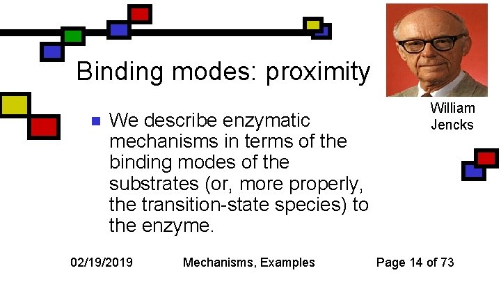 Binding modes: proximity n We describe enzymatic mechanisms in terms of the binding modes