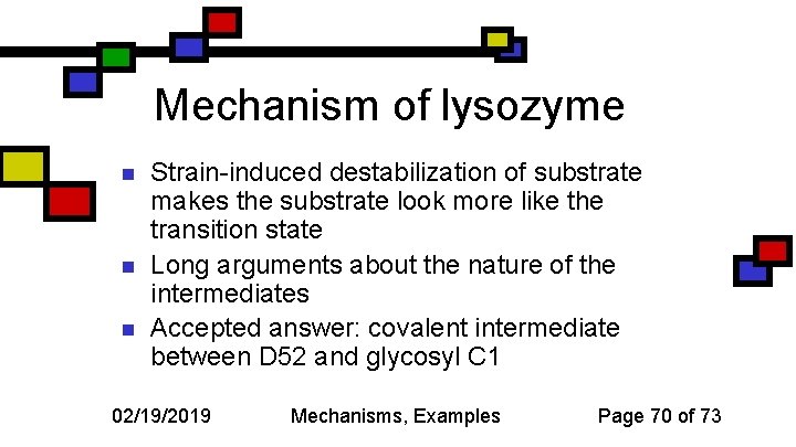 Mechanism of lysozyme n n n Strain-induced destabilization of substrate makes the substrate look