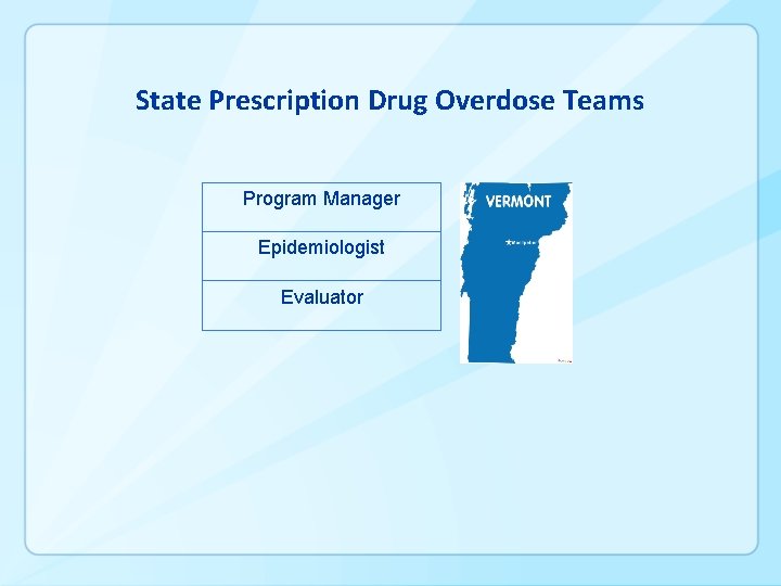 State Prescription Drug Overdose Teams Program Manager Epidemiologist Evaluator 