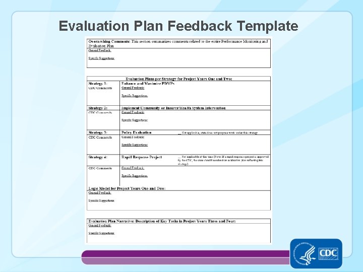Evaluation Plan Feedback Template 