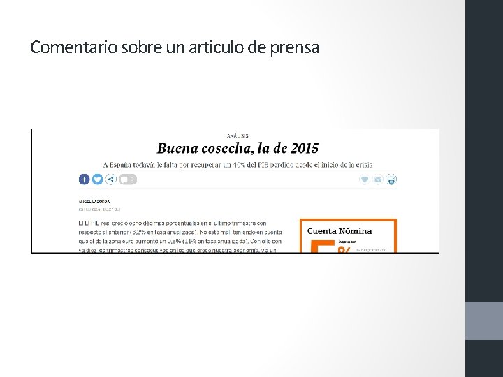 Comentario sobre un articulo de prensa 