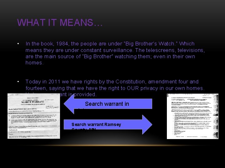 WHAT IT MEANS… • In the book, 1984, the people are under “Big Brother’s