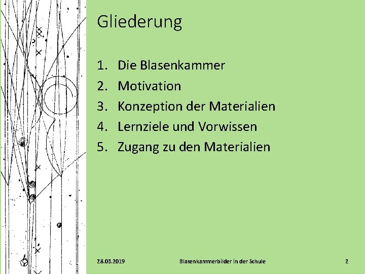 Gliederung 1. 2. 3. 4. 5. Die Blasenkammer Motivation Konzeption der Materialien Lernziele und