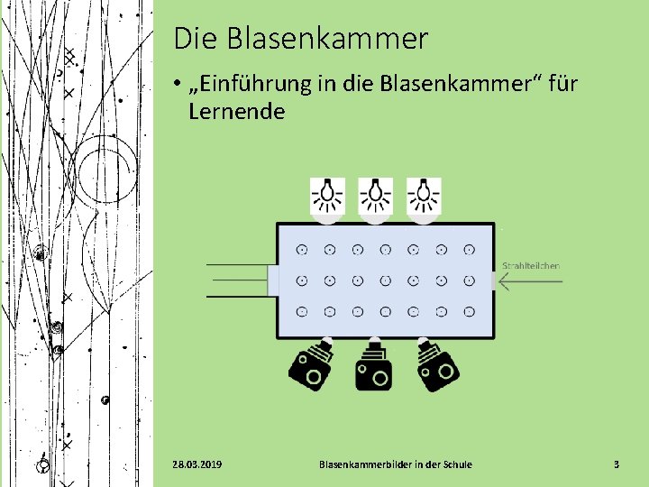 Die Blasenkammer • „Einführung in die Blasenkammer“ für Lernende 28. 03. 2019 Blasenkammerbilder in