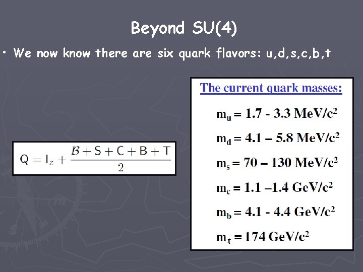 Beyond SU(4) • We now know there are six quark flavors: u, d, s,