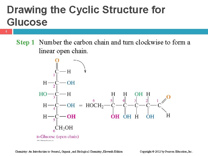 Drawing the Cyclic Structure for Glucose 4 Step 1 Number the carbon chain and