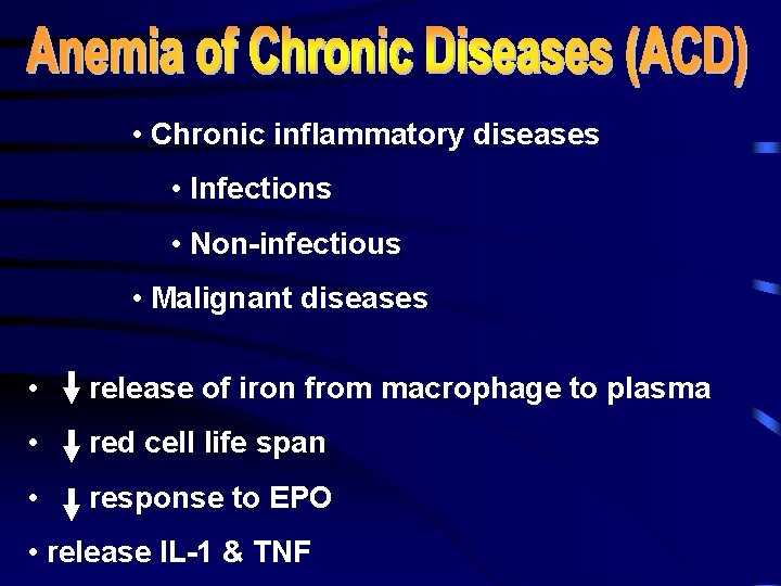  • Chronic inflammatory diseases • Infections • Non-infectious • Malignant diseases • release