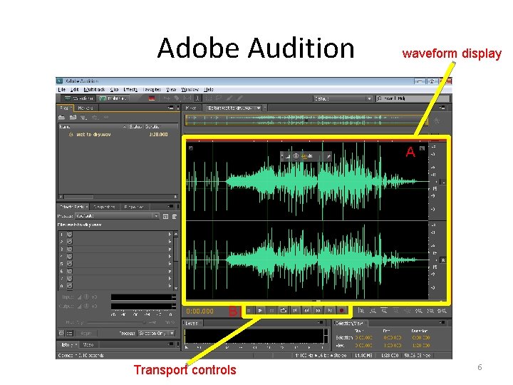 Adobe Audition Transport controls waveform display 6 