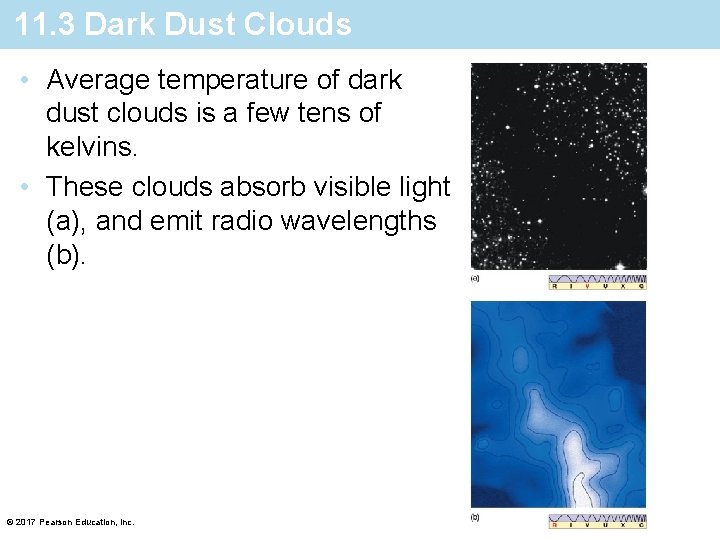 11. 3 Dark Dust Clouds • Average temperature of dark dust clouds is a
