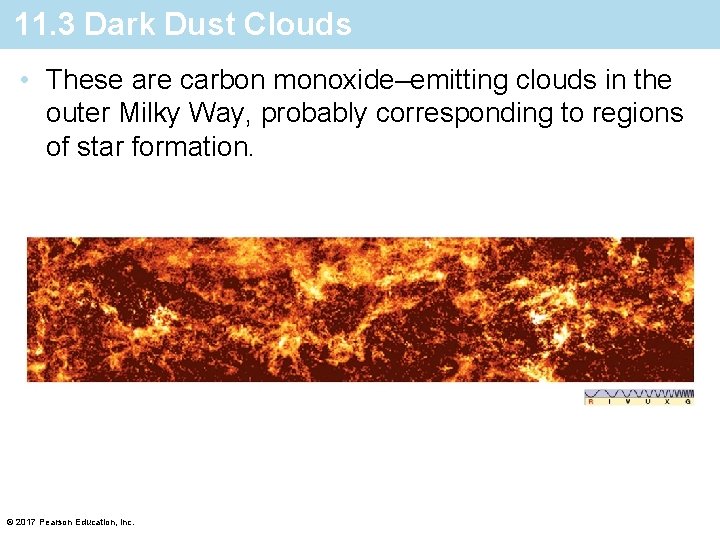 11. 3 Dark Dust Clouds • These are carbon monoxide–emitting clouds in the outer