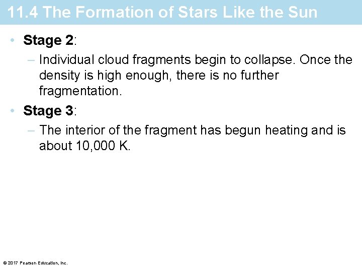 11. 4 The Formation of Stars Like the Sun • Stage 2: – Individual