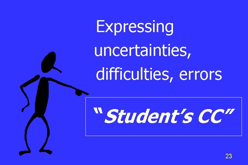 Expressing uncertainties, difficulties, errors “Student’s CC” 23 